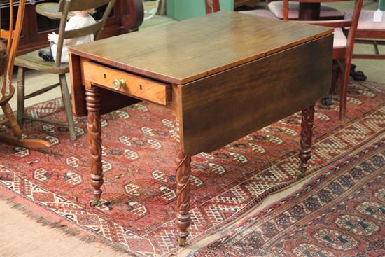 DROP LEAF TABLE. Mahogany with shaped