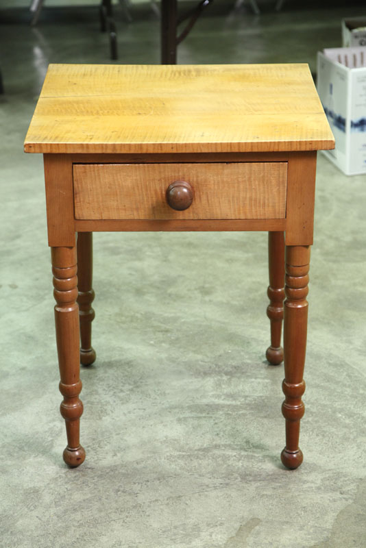 ONE DRAWER STAND. Curly maple and