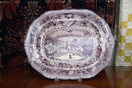 STAFFORDSHIRE PLATTER. Purple transfer