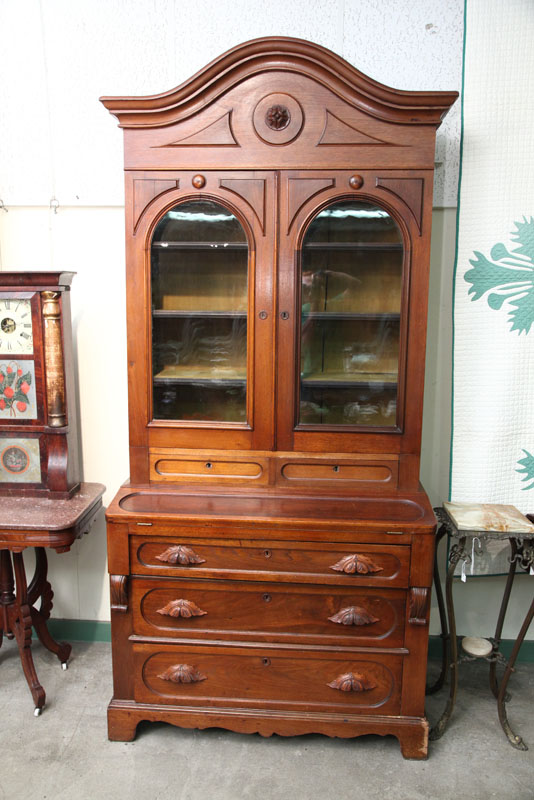 VICTORIAN SECRETARY BOOKCASE Walnut 111cc5