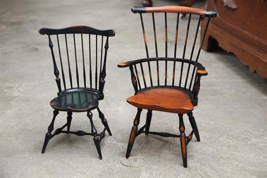 TWO MINIATURE WINDSOR CHAIRS. A