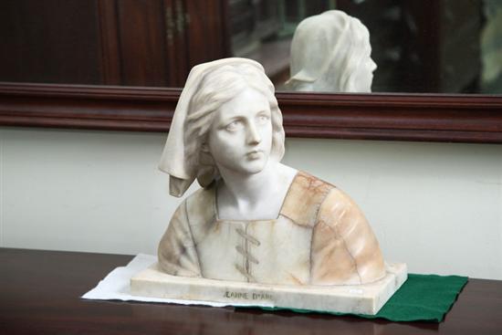 BUST OF JOAN OF ARC. Alabaster