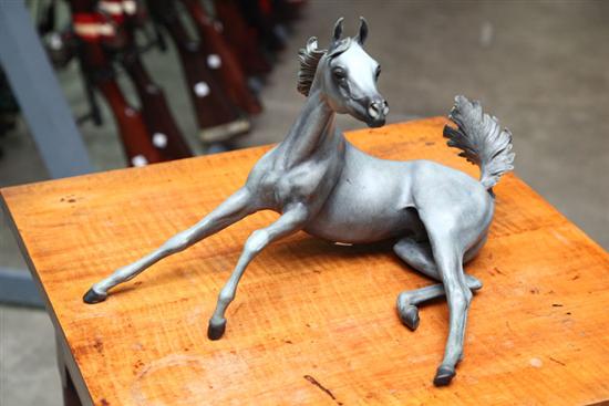HORSE STATUE. Bronze figure of