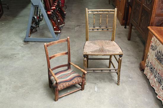 TWO CHAIRS. One with paint decoration