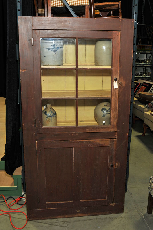 WALL CUPBOARD. Brown stained  square