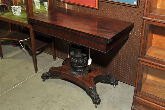 TILT TOP GAME TABLE. Mahogany with a