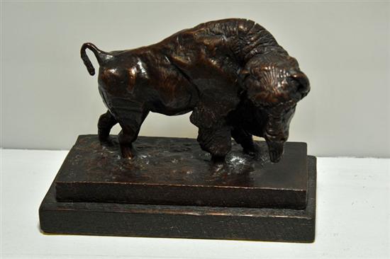 BRONZE BUFFALO SCULPTURE. Last of