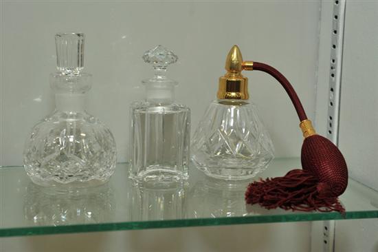 THREE CRYSTAL PERFUMES. Two Waterford