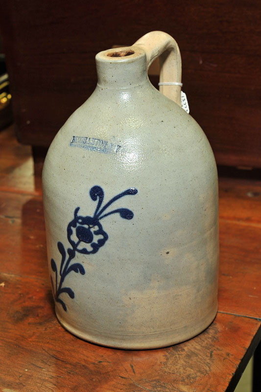 STONEWARE JUG. A cobalt decorated jug