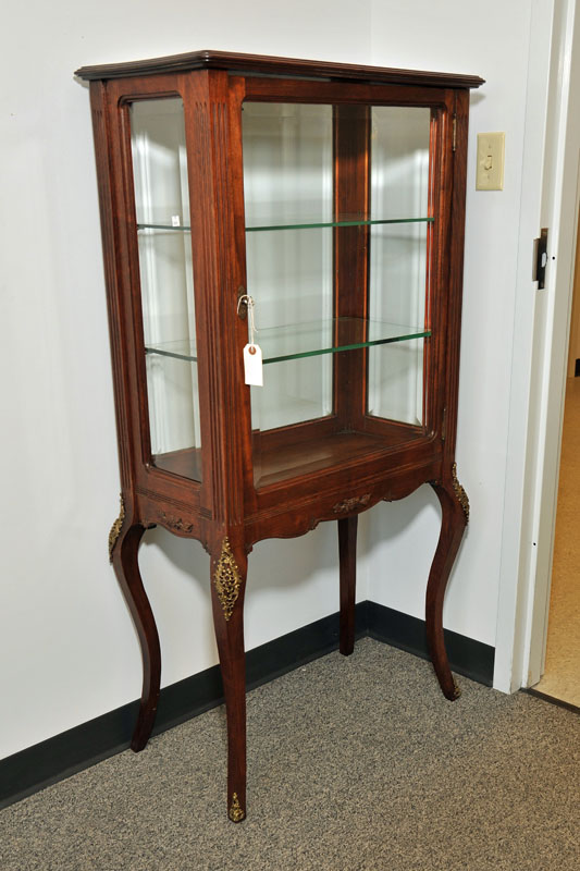 CURIO CABINET. Walnut  rectangular shaped