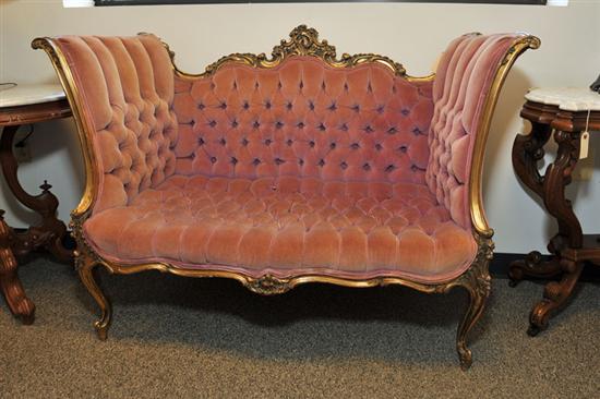 SETTEE. Gold painted  ornately