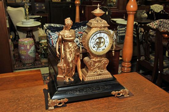 ANSONIA FIGURAL MANTLE CLOCK. The Muse