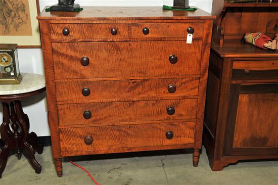 CHEST OF DRAWERS. Curly maple with