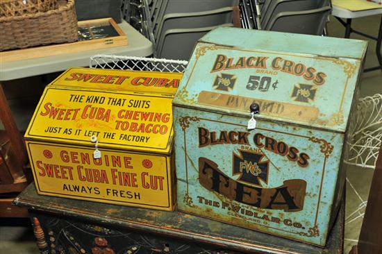 TWO ADVERTISING DISPLAY TINS One 114f79