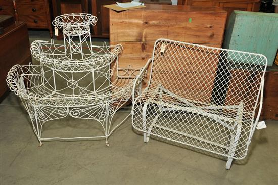 TWO PIECES OF VICTORIAN WIRE FURNITURE.