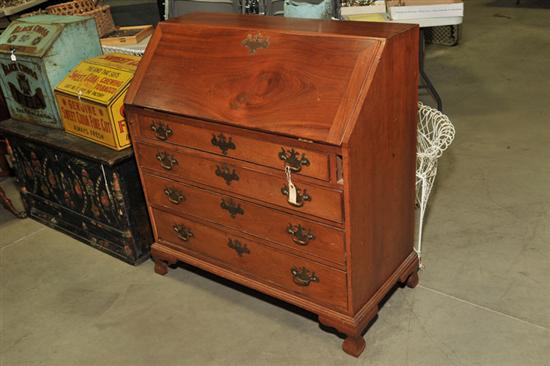 SLANT LID DESK. Walnut with poplar