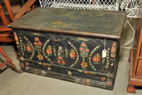 BLANKET CHEST. Dovetailed  green painted