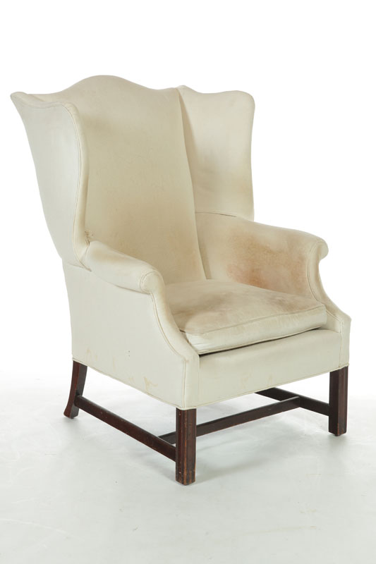 CHIPPENDALE-STYLE EASY OR WING CHAIR.