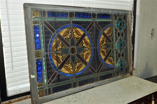 STAINED GLASS WINDOW. Large polychrome