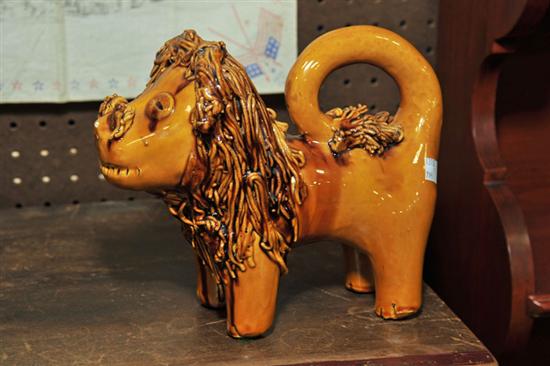 CONTEMPORARY REDWARE LION. By Lester