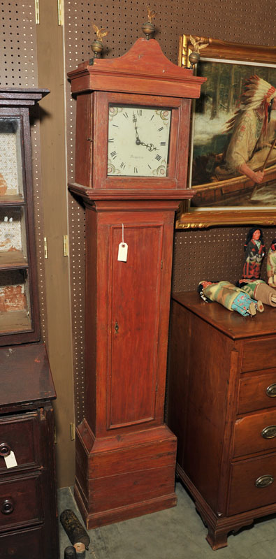 TALL CASE CLOCK. Brass works and