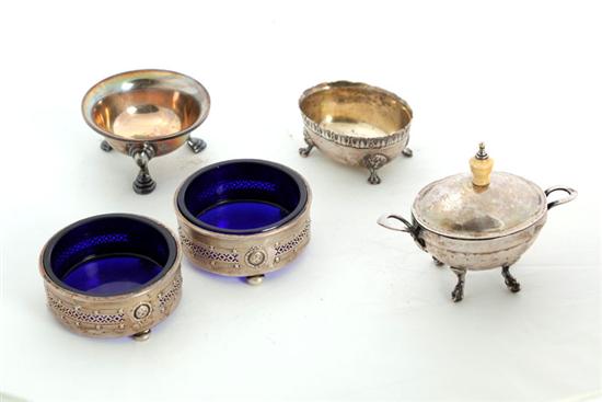 FIVE SILVER SALT CELLARS.  American