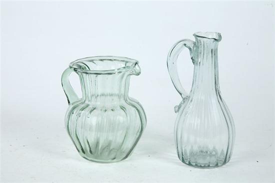 PATTERN MOLDED GLASS CREAMER AND CRUET.