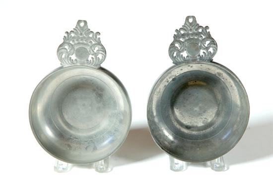 TWO PEWTER PORRINGERS New England 1151a0