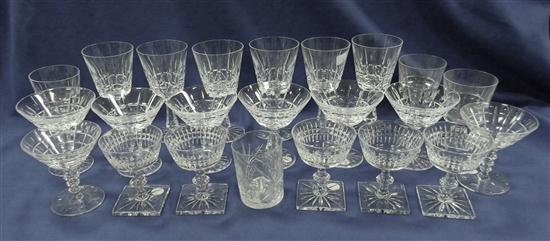 Eight Waterford stem water glasses
