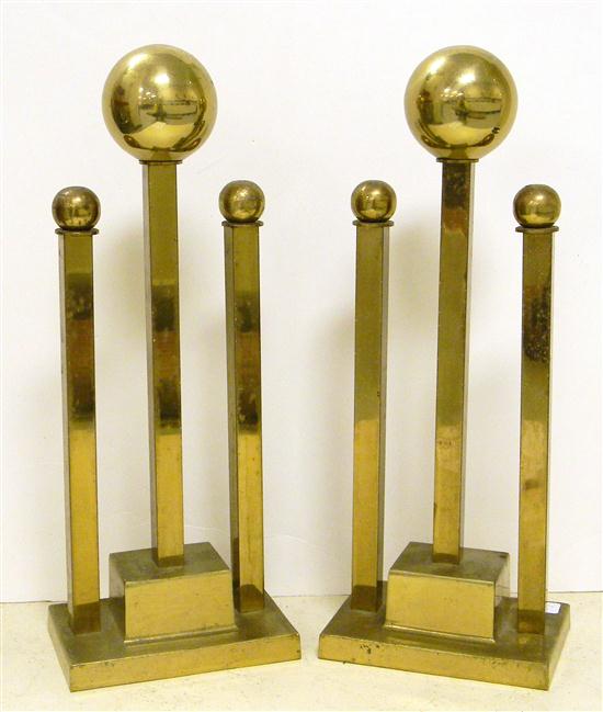 Pair of modern design brass Chenets