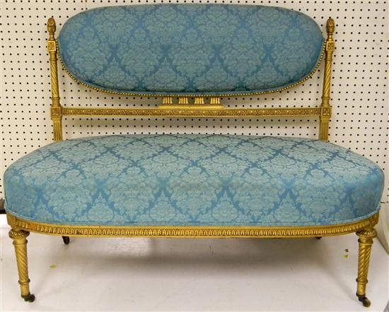 French style gilt sette  oval upholsered