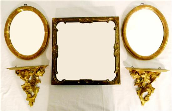 Pair 8'' gilt wall brackets with