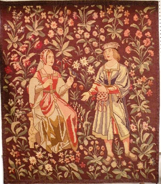 Needlepoint tapestry depiction of medieval