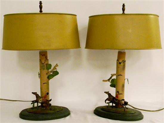 Pair equestrian themed lamps metal 115294