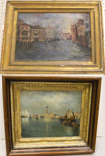 Two unsigned oil on canvas  Venice