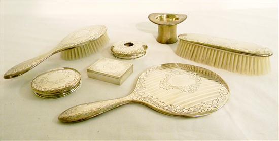 Sterling vanity set including: mirror