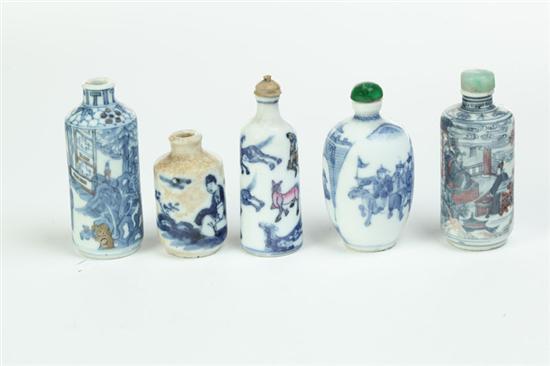 FIVE SNUFFS BOTTLES.  China  probably