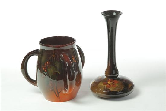 TWO ART POTTERY VASES.  American