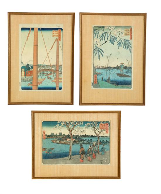 THREE WOODBLOCK PRINTS BY ANDO