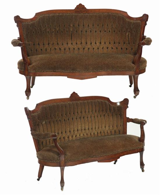 PAIR OF EASTLAKE VICTORIAN SOFAS.  American