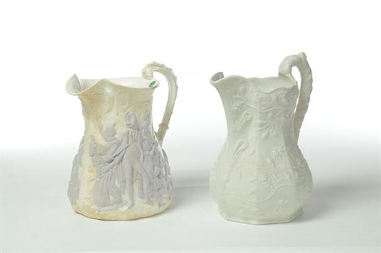 TWO PARIAN PITCHERS.  Mid 19th