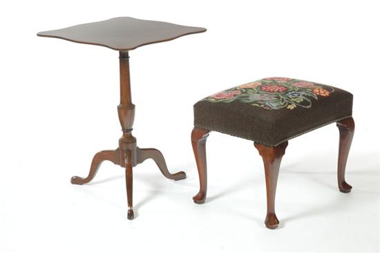 KITTINGER CANDLESTAND AND FOOTSTOOL.