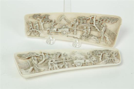 PAIR OF IVORY WRIST RESTS.  China