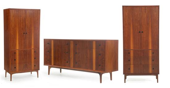 BEDROOM SUITE.  Denmark  ca.1960  Walnut