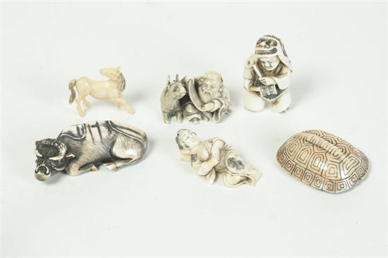 SIX IVORY CARVINGS Japan 1st 115d81