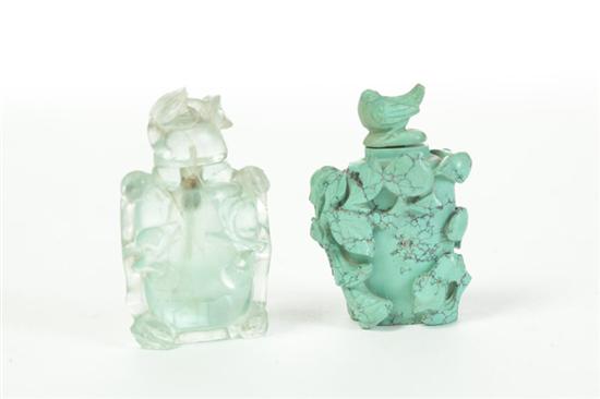 TWO CARVED SNUFF BOTTLES.  China
