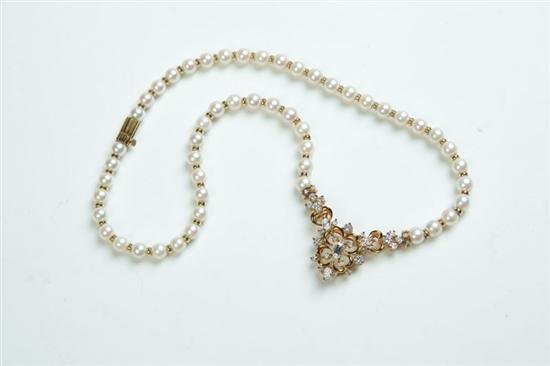 PEARL AND DIAMOND NECKLACE Twentieth 115daa