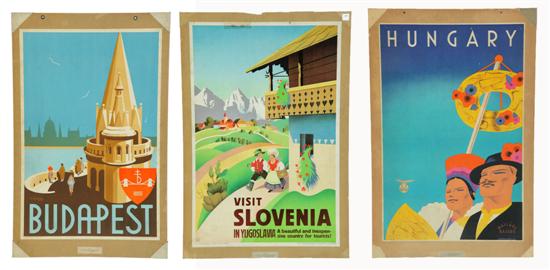 THREE TRAVEL POSTERS.  Lithographs