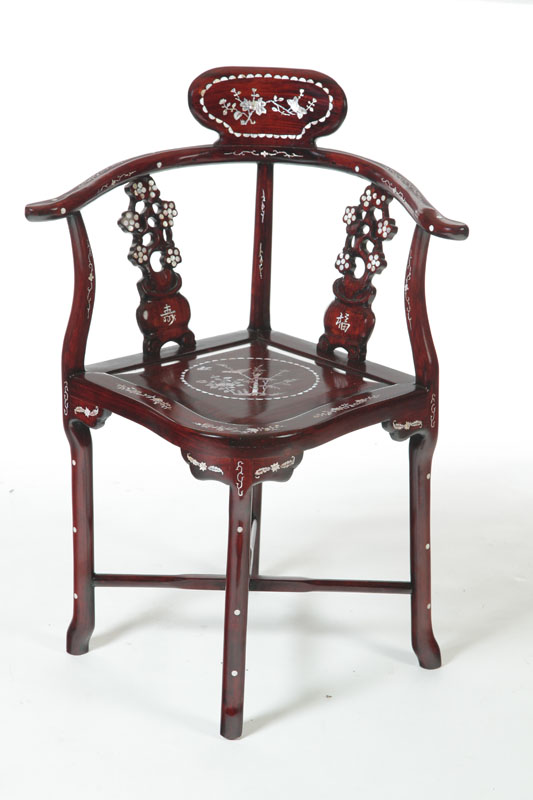 INLAID CORNER CHAIR.  China  late