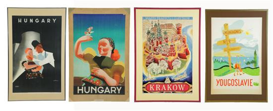 FOUR TRAVEL POSTERS.  Lithographs